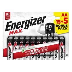 Energizer Max - Pack de 20 piles Alcalines AA/LR06 - 1,5 V