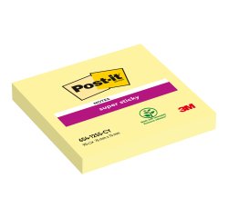 Notes jaunes SUPER STICKY POST-IT 76 x 76 mm - Bloc de 90 feuilles