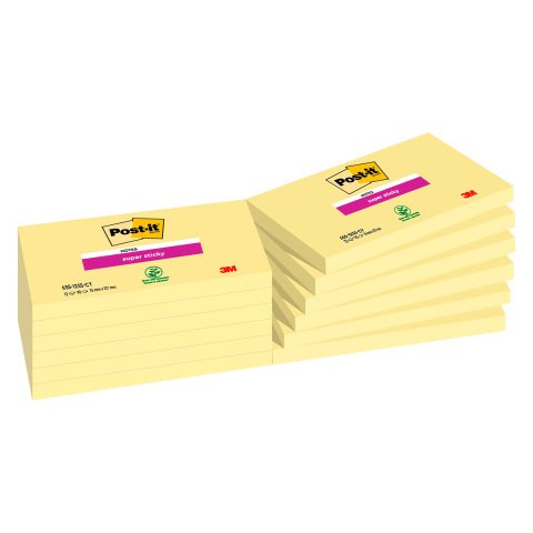 Notas adhesivas amarillas Super Sticky Post-it 76 x 127 mm