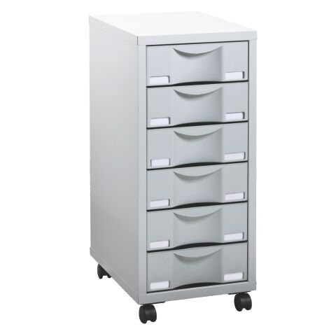 Archivador móvil multicajón Izo 6 cajones gris