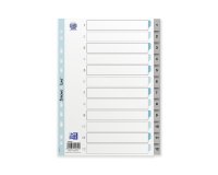 Separadores numéricos de polipropileno A4 12 divisiones gris Elba