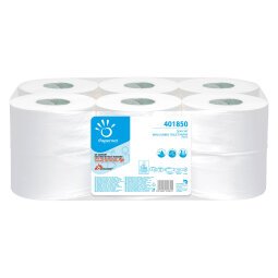 Toilet paper Mini Jumbo double thickness white - box of 12 rolls 170 m