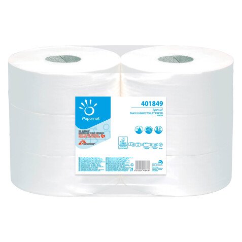 Toilettenpapier Maxi Jumbo doppelte Schicht weiß - Box 6 Rollen 360 m