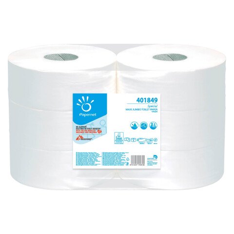 Papel higiénico Maxi Jumbo de doble capa - 6 rollos de 360 m