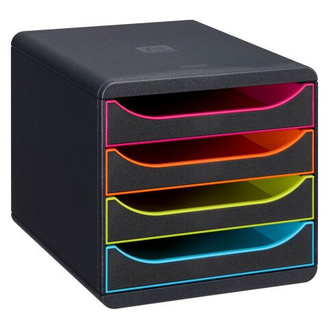 Módulo archivador de 4 cajones Exacompta Big Box negro tiradores surtidos