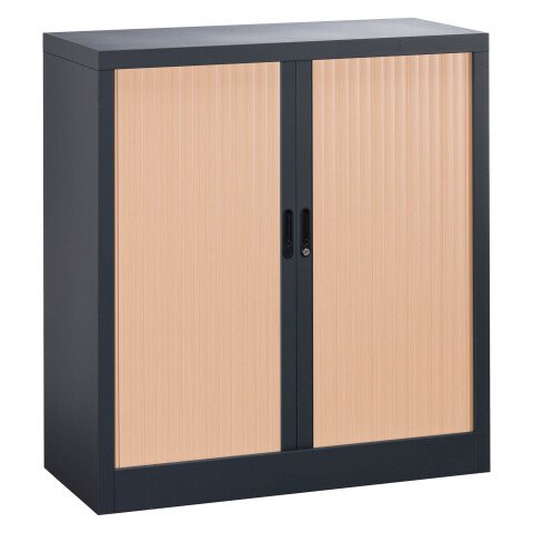 Armario de persiana metálico desmontable Unión Alt 100 x An 100 cm estructura antracita persianas haya