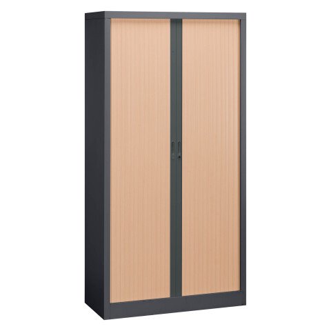 Armario de persiana metálico desmontable Unión Alt 198 x An 100 cm estructura antracita persianas haya