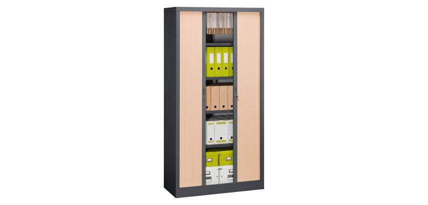 Armoire métal à rideaux  Union G. H 198 x L 100 x P 45 cm corps anthracite RAL 7016