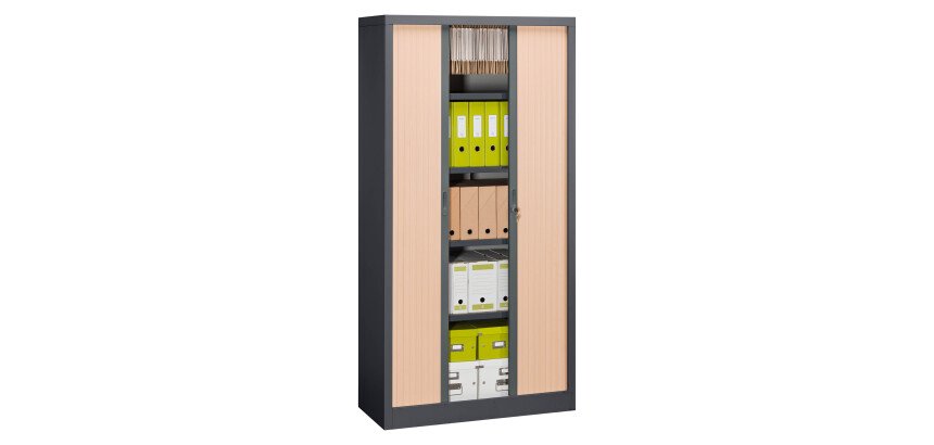 Armoire métal à rideaux  Union G. H 198 x L 100 x P 45 cm corps anthracite RAL 7016