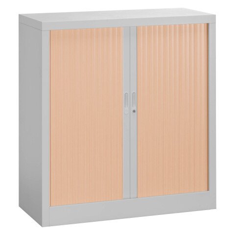 Armario de persiana metálico desmontable Unión Alt 100 x An 100 cm estructura gris claro persianas haya