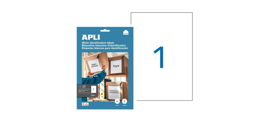 Etiquettes adresse jet d'encre, laser et copieur 210 x 297 mm Apli blanche - Boîte de 10