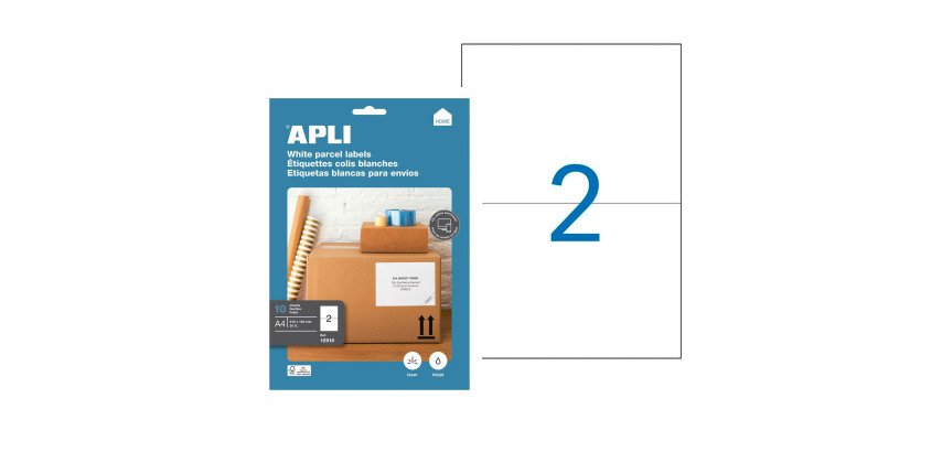 Box von 20 Adressetiketten Apli für Laser, Tintenstrahl und Kopierer - weiß 210 x 148 mm