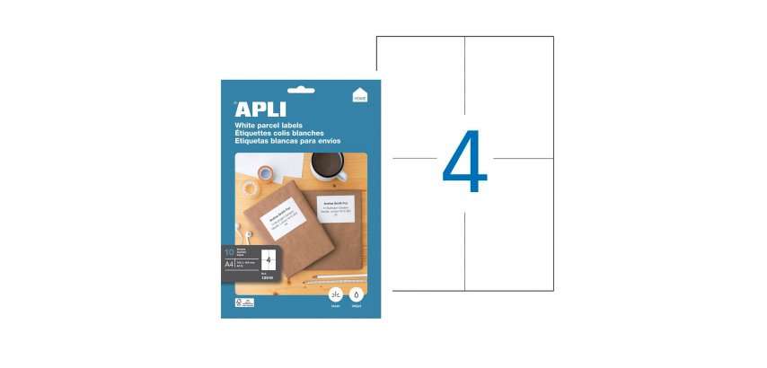 Box von 40 Adressetiketten Apli für Laser, Tintenstrahl und Kopierer - weiß 105 x 148 mm