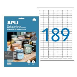 Doos van 1890 adresetiketten Apli voor inkjet, laser en kopieermachine - wit 25,4 x 10 mm