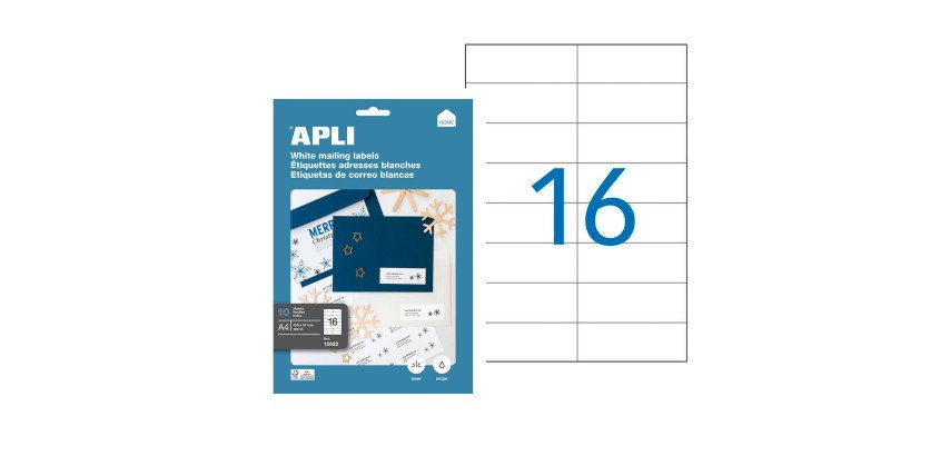 Box of 160 address labels Apli for inkjet, laser and copier - white 105 x 37 mm