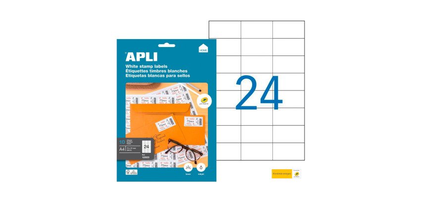 Box of 240 address labels Apli for inkjet, laser and copier - white 70 x 37 mm