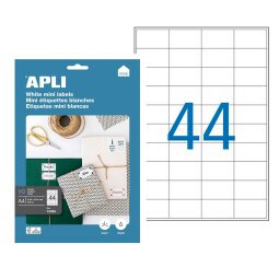 Box von 440 Adressetiketten Apli für Laser, Tintenstrahl und Kopierer - weiß 48,5 x 25,4 mm