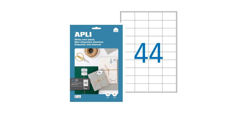 Box von 440 Adressetiketten Apli für Laser, Tintenstrahl und Kopierer - weiß 48,5 x 25,4 mm