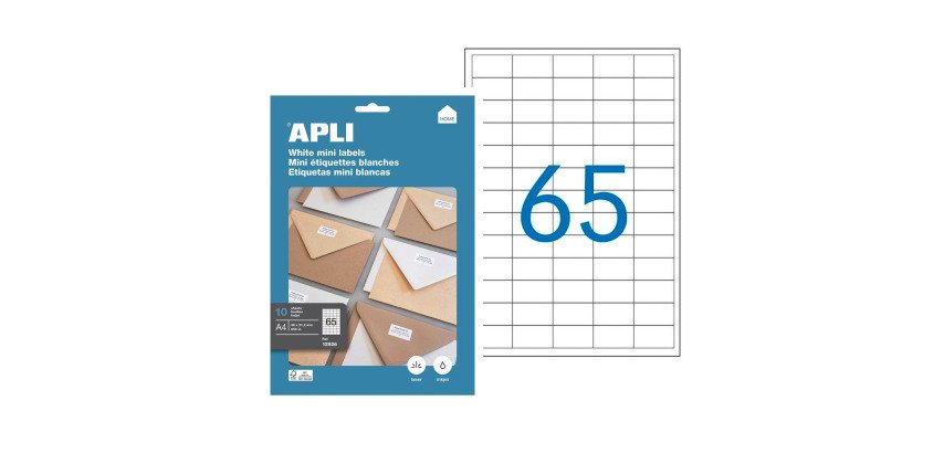 Box of 650 address labels Apli for inkjet, laser and copier - white 38 x 21.2 mm