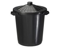 Papelera redonda exterior de PVC negro de 75 litros Rossignol