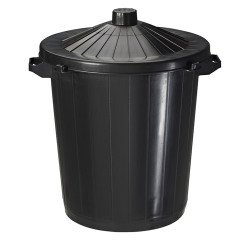 Papelera redonda exterior de PVC negro de 75 litros Rossignol