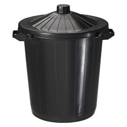 Poubelle 75 litres Rossignol ronde extérieur PVC noire