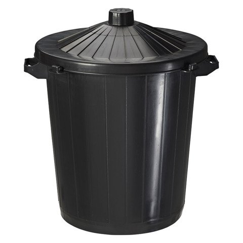 Papelera redonda exterior de PVC negro de 75 litros Rossignol