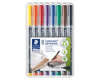 Rotulador Lumocolor permanente Staedtler - Caja 8 colores surtidos punta fina