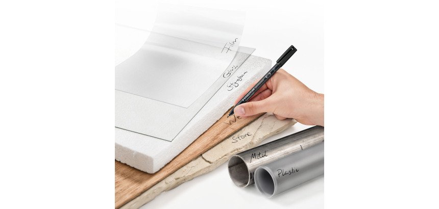 Stylo feutre permanent Staedtler Lumocolor 'dry safe' couleurs assorties 0,6 mm - Pochette de 4