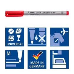 Stylo feutre non-permanent Staedtler Lumocolor couleurs assorties 1 mm - Pochette de 4
