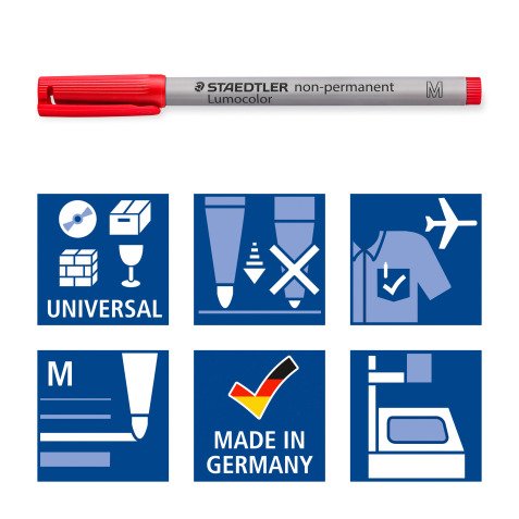 Stylo feutre non-permanent Staedtler Lumocolor couleurs assorties 1 mm - Pochette de 4