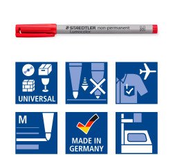 Stylo feutre non-permanent Staedtler Lumocolor couleurs assorties 1 mm - Pochette de 4