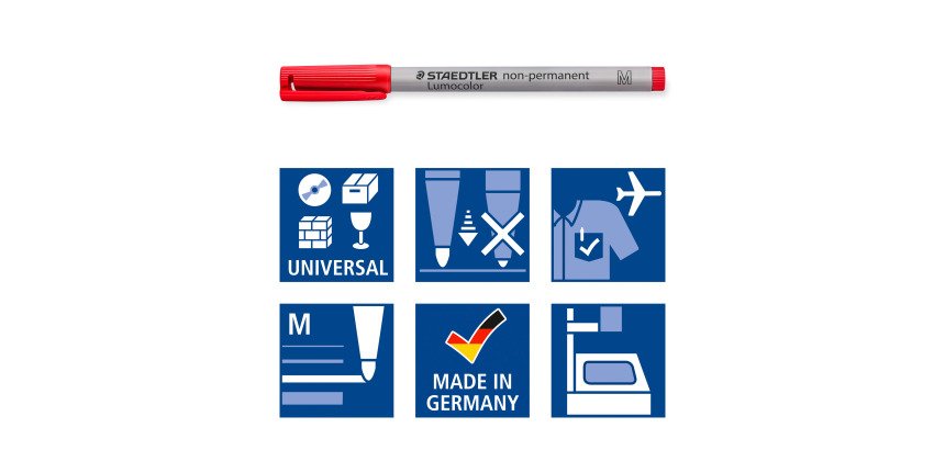 Stylo feutre non-permanent Staedtler Lumocolor couleurs assorties 1 mm - Pochette de 4
