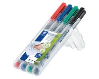 Stylo feutre Staedtler radierbarer Lumocolor 316 F feine Schrift - Etui mit 4 klassischen Farben
