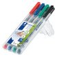 Stylo feutre Staedtler effaçable Lumocolor 316 F écriture fine - Étui de 4 couleurs classiques