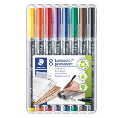 Rotulador Lumocolor permanente Staedtler - Caja 8 colores surtidos punta media
