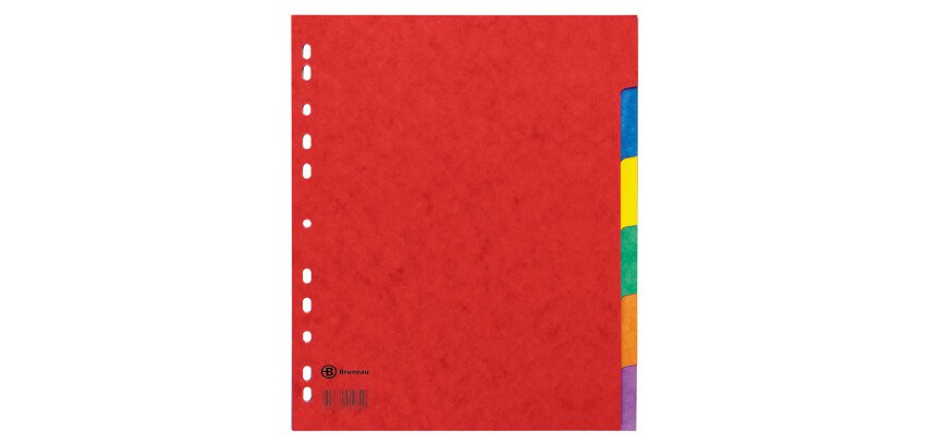 Intercalaire A4+ carte lustrée colorée Bruneau 6 onglets neutres multicolores - 1 jeu