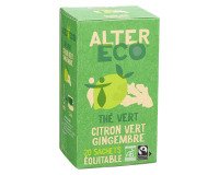 Green tea Organic Alter Eco lemon/ginger - Box of 20 flat bags