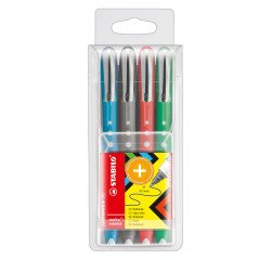 Bolígrafo roller Stabilo Worker Colorful escritura media - Paquete de 4 colores