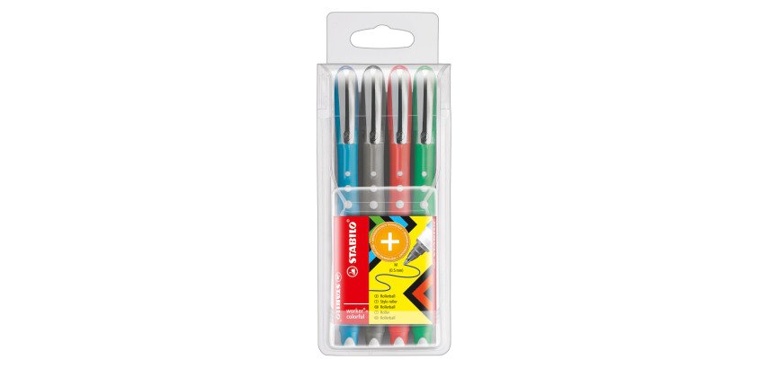 Set of 4 Stabilo Worker Colorful pens with cap