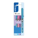 Roller pen Pilot V-Ball fijn - set van 3 fun kleuren