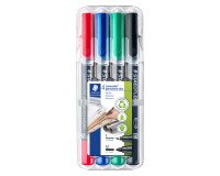 Permanent marker Staedtler Lumocolor Duo 348 with bullet tips 1.5 mm and brush 0.6 mm - Pack of 4 assorted colors