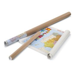 Mapa de España y Portugal enrollado.