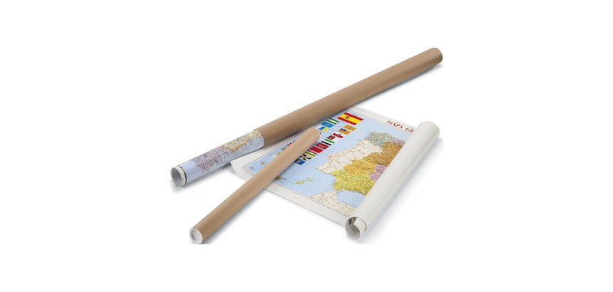 Mapa de España y Portugal enrollado.