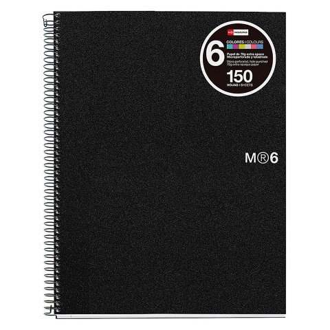 Cuaderno tapa de polipropileno A4 6 bandas color Miquelrius negro