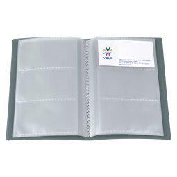 Business card holder Viquel polypropylene 20,6 x 12,6 cm smoked grey - 96 cards