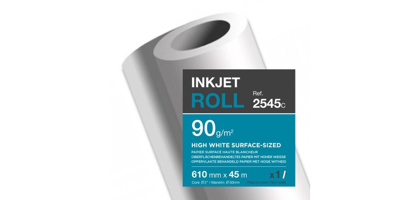 Rollo de papel para plotter alta blancura Clairefontaine - 0,61 x 45 m - 90 g