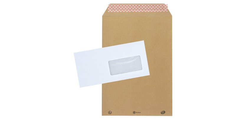 Pack 500 envelopes 110 x 220 mm + 500 administrative sleeves brown kraft 229  x324 mm Bruneau