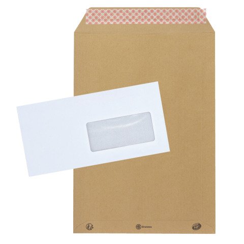 Pack de 500 sobres 110x220 con ventana+ 500 bolsas Kraft marrón 229 x 324 sin ventana Bruneau