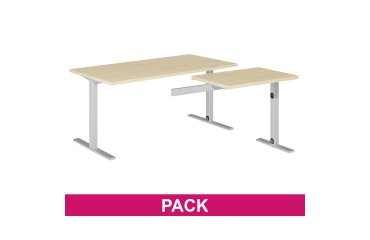 Corner desk Optyma L 160 x W 160 cm oak top aluminum leg